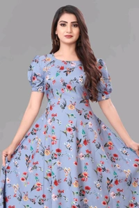 Women A-line Multicolor Maxi/Full Length Dress
 - Periwinkle Gray, 5XL