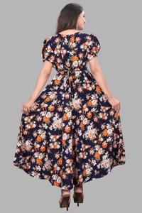 Women A-line Multicolor Maxi/Full Length Dress
 - Steel Gray, L