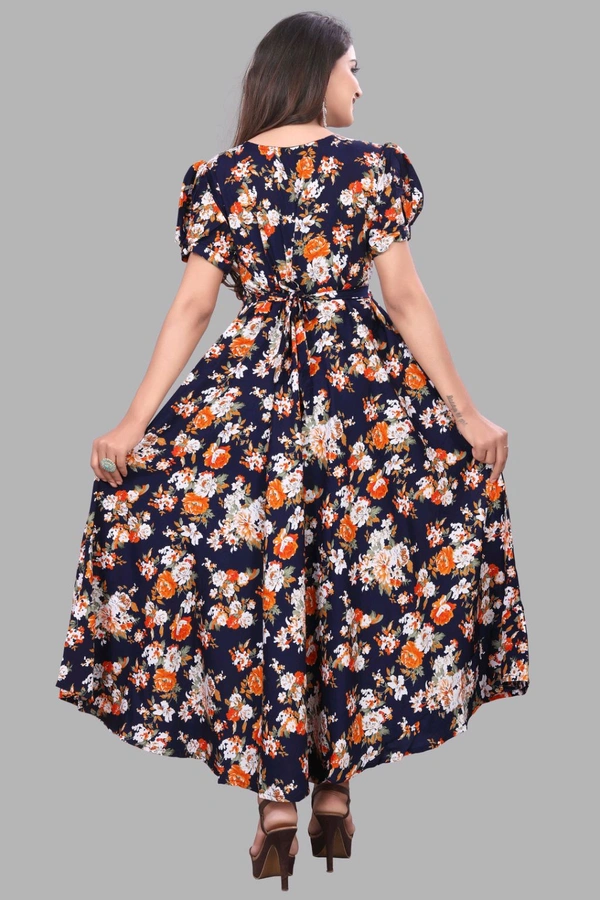 Women A-line Multicolor Maxi/Full Length Dress
 - Steel Gray, L