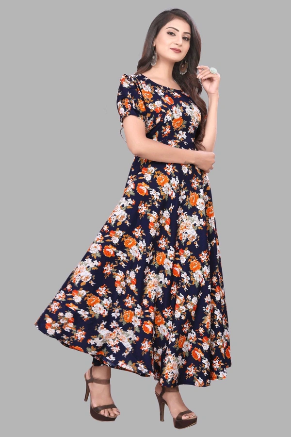 Women A-line Multicolor Maxi/Full Length Dress
 - Steel Gray, L
