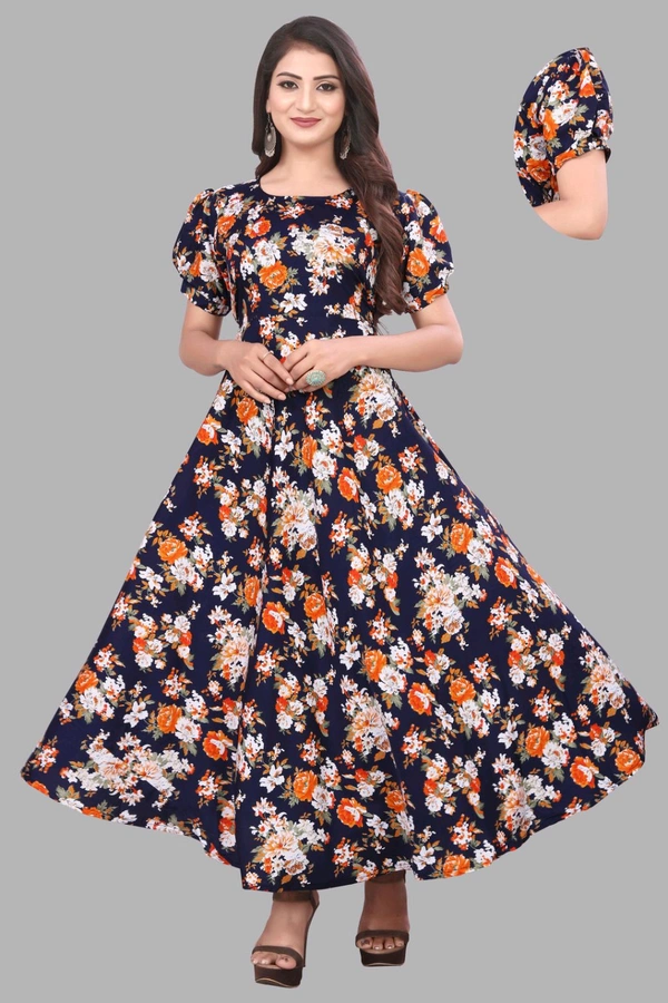Women A-line Multicolor Maxi/Full Length Dress
 - Steel Gray, XL