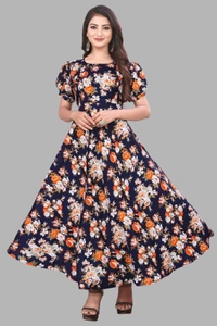 Women A-line Multicolor Maxi/Full Length Dress
 - Steel Gray, XL