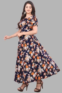 Women A-line Multicolor Maxi/Full Length Dress
 - Steel Gray, 4XL