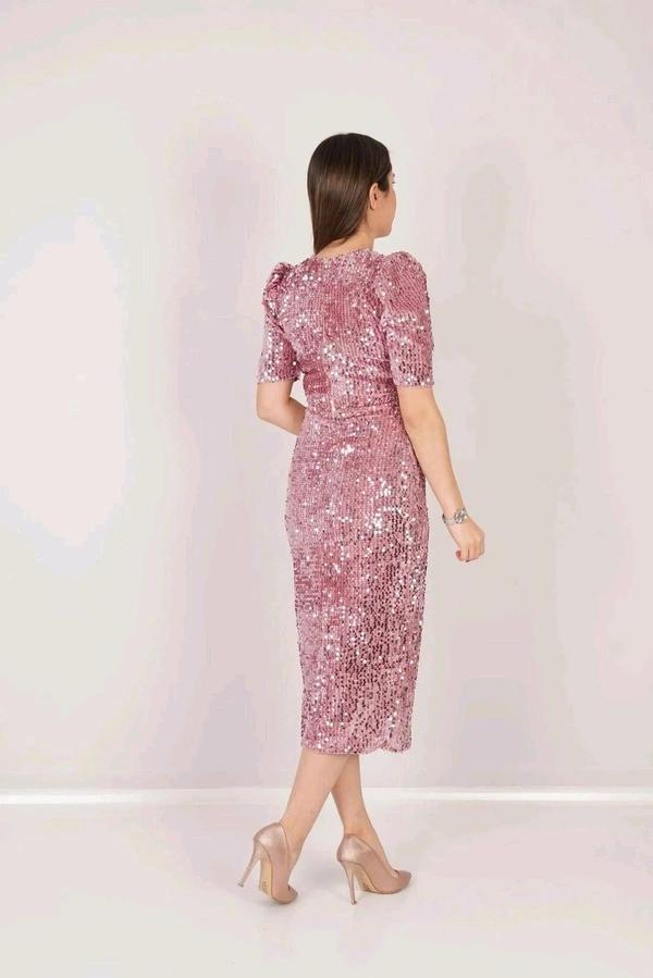 Partywear Bodycon Pink Dress
 - pink, XXL