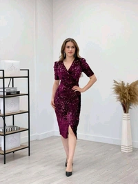 Partywear Bodycon Pink Dress
 - purple, M