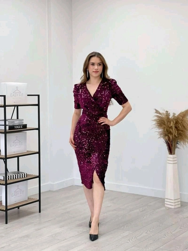 Partywear Bodycon Pink Dress
 - purple, XS
