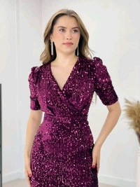 Partywear Bodycon Pink Dress
 - purple, XS