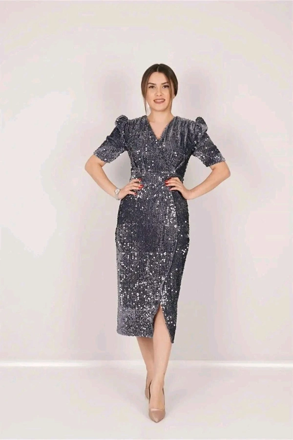 Partywear Bodycon Pink Dress
 - Grey, XXL