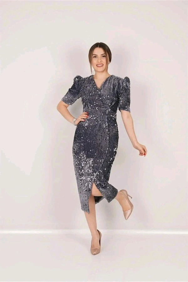 Partywear Bodycon Pink Dress
 - Grey, XXL