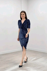 Partywear Bodycon Pink Dress
 - Blue, M