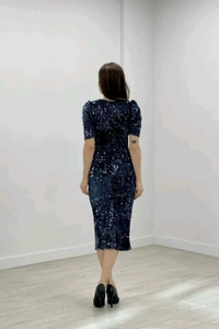 Partywear Bodycon Pink Dress
 - Blue, XS