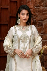 Heavy Chinon Silk kurti Eith Embroidered salwar And Dupatta Set
 - Athens Gray, XXXL