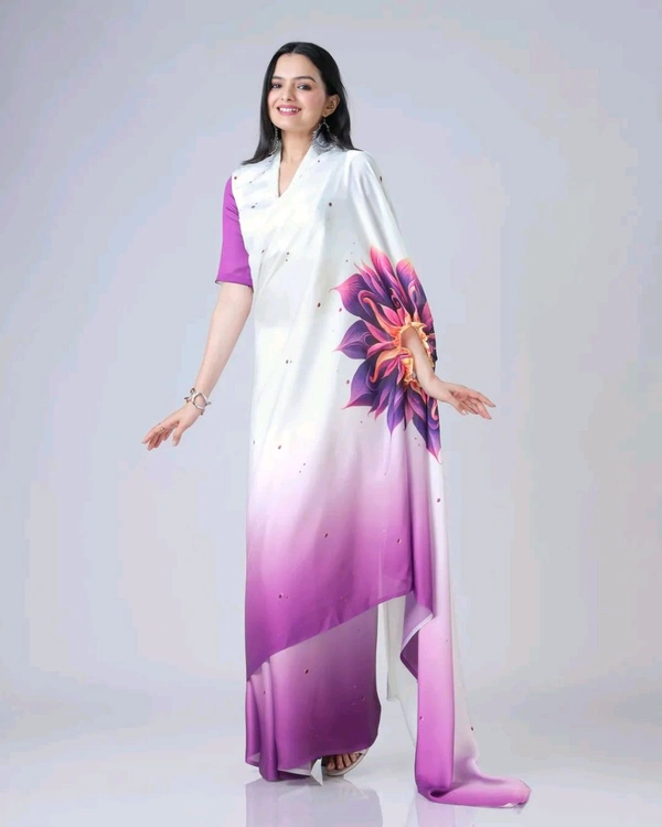 Drape Saree In 2 Different Way To Wear Saree* - soft purple, Free Size