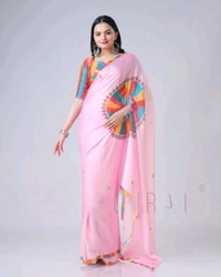 Drape Saree In 2 Different Way To Wear Saree* - pink, Free Size