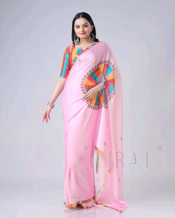 Drape Saree In 2 Different Way To Wear Saree* - pink, Free Size