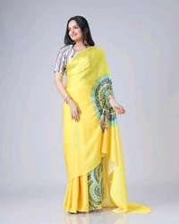 Drape Saree In 2 Different Way To Wear Saree* - corn yellow, Free Size