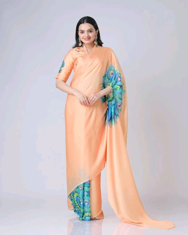 Drape Saree In 2 Different Way To Wear Saree* - light pech, Free Size