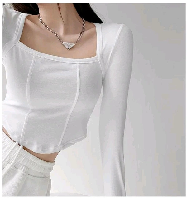 Casual Regular Sleeves Solid Women White Top
 - White, M