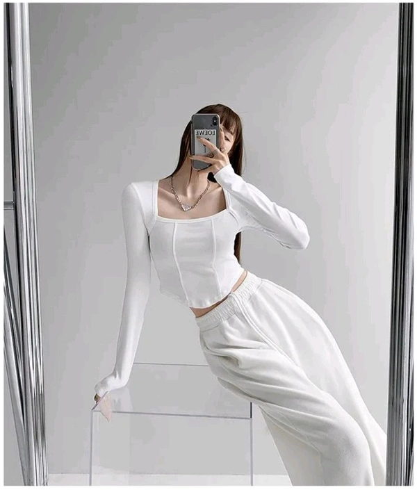 Casual Regular Sleeves Solid Women White Top
 - White, M
