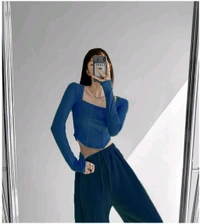 Casual Regular Sleeves Solid Women Dark Blue Top - Nile Blue, XS