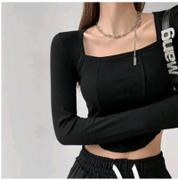 Casual Regular Sleeves Solid Women Dark Black Top - Black, S