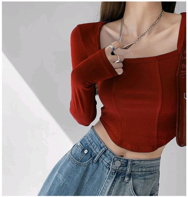Casual Regular Sleeves Solid Women Maroon Top - Maroon, XXL