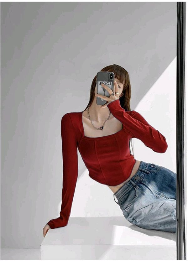 Casual Regular Sleeves Solid Women Maroon Top - Maroon, XXL
