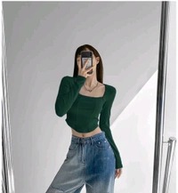 Casual Regular Sleeves Solid Women Green Top - Green, S