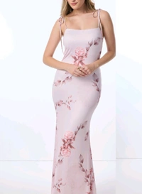 Pink Knotted Sleeves Printed Slip-On. Dress - Soft Peach, XS