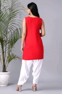 Viscose Rayon Kurti Patiala Dupatta Set - Red, XXXL
