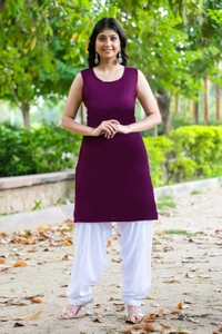 Viscose Rayon Kurti Patiala Dupatta Set - Plum, XXL