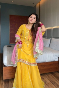 Golden Muse Sharara Set - XL, Bright Sun