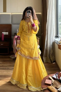 Golden Muse Sharara Set - Bright Sun, XS