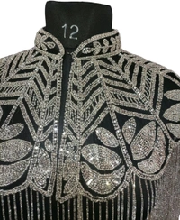Women Hand beaded Embellished Short Cape Poncho (white) - White, Free Size
