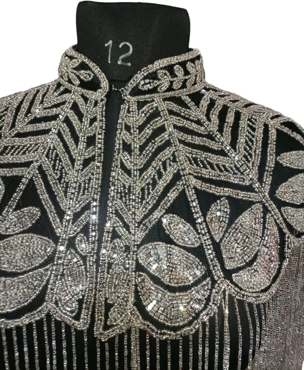 Women Hand beaded Embellished Short Cape Poncho (white) - White, Free Size