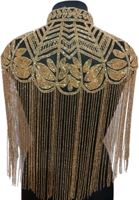 Women Hand beaded Embellished Short Cape Poncho (white) - Barley Corn, Free Size
