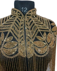 Women Hand beaded Embellished Short Cape Poncho (white) - Barley Corn, Free Size