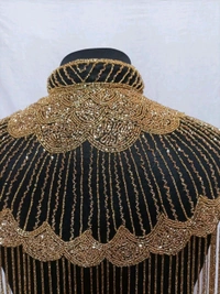 Women Hand beaded Embellished Short Cape Poncho (white) - Domino, Free Size