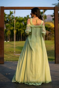 Pastel Olive Lehenga with Jacket - Olive green, XL