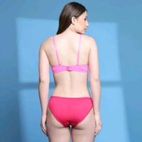 Lightly Padded Underwired Sexy Balconette Bra with Chain Strap Pink  - Lavender Rose, 32C