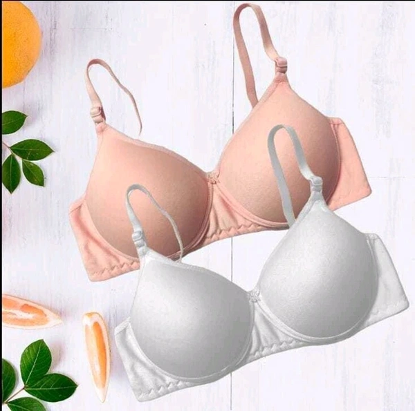 Pack of 2 Women T-Shirt Lightly Padded Bra (Multicolor) - White, 40B
