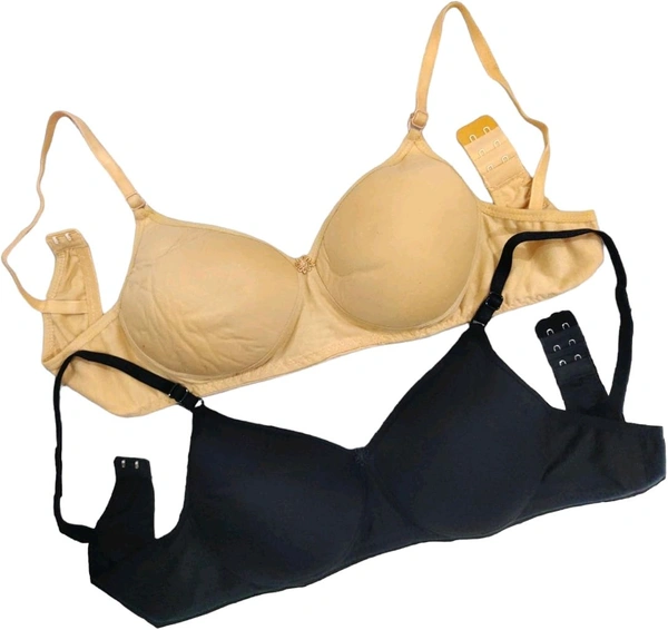 Pack of 2 Women T-Shirt Lightly Padded Bra (Multicolor) - Black::Golden, 32B