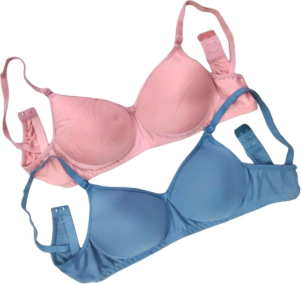 Pack of 2 Women T-Shirt Lightly Padded Bra (Multicolor) - Peach::Grey, 32B