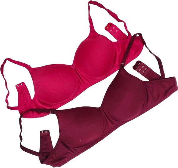Pack of 2 Women T-Shirt Lightly Padded Bra (Multicolor) - Rani::Maroon, 32B