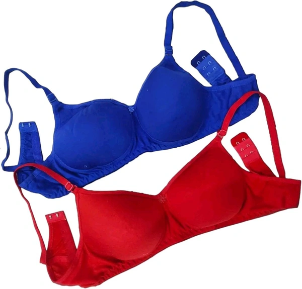 Pack of 2 Women T-Shirt Lightly Padded Bra (Multicolor) - Red::Royal Blue, 40B