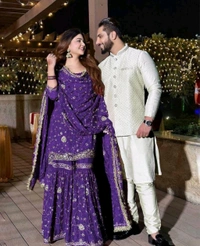 Pakistani Suit Sharara Bollywood Designer Wedding Party Wear Salwar Kameez Heavy - Valhalla, Free Size