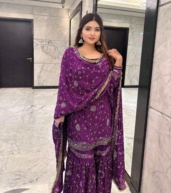 Pakistani Suit Sharara Bollywood Designer Wedding Party Wear Salwar Kameez Heavy - Loulou, XXL