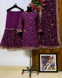 Pakistani Suit Sharara Bollywood Designer Wedding Party Wear Salwar Kameez Heavy - Loulou, XXL