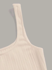 Women's Casual Sleeveless Square Neck High Waist Rib Knit Tank Long Dress - Apricot, XL