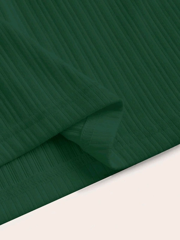 Women's Casual Sleeveless Square Neck High Waist Rib Knit Tank Long Dress - Dark Green, M